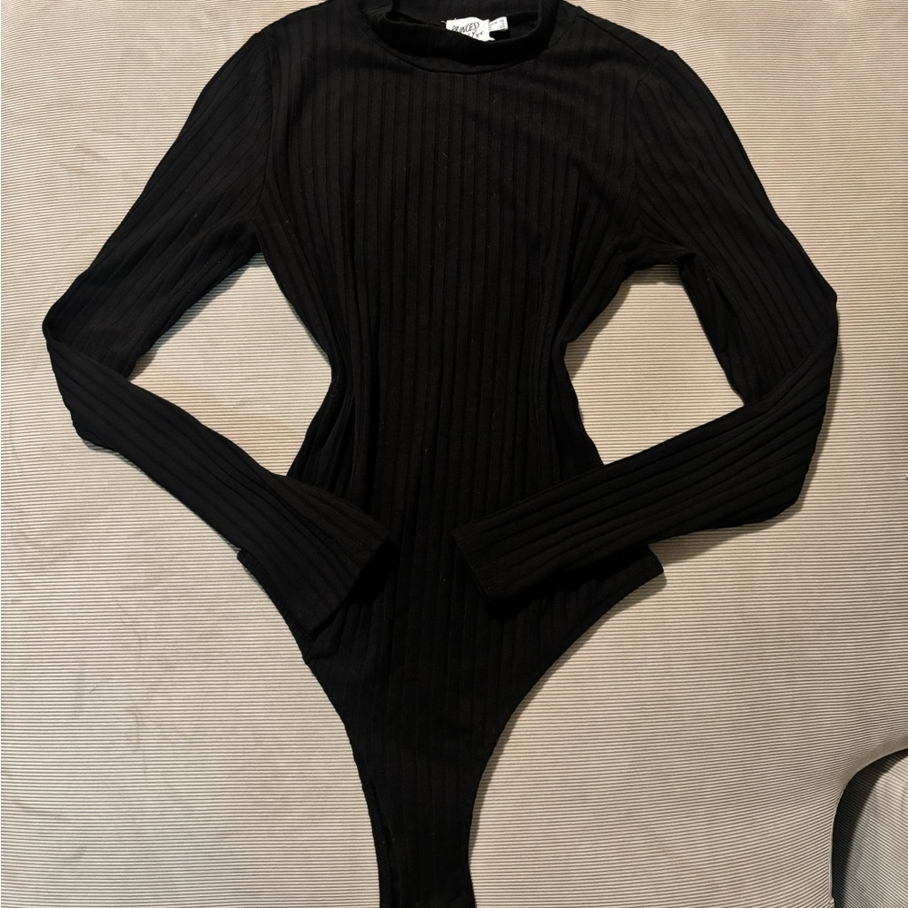 Princess Polly Black Ribbed Bodysuit